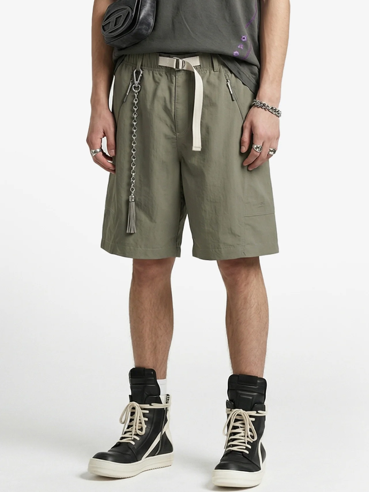 Drawstring Work Clothes Scimitar Shorts - Image 11