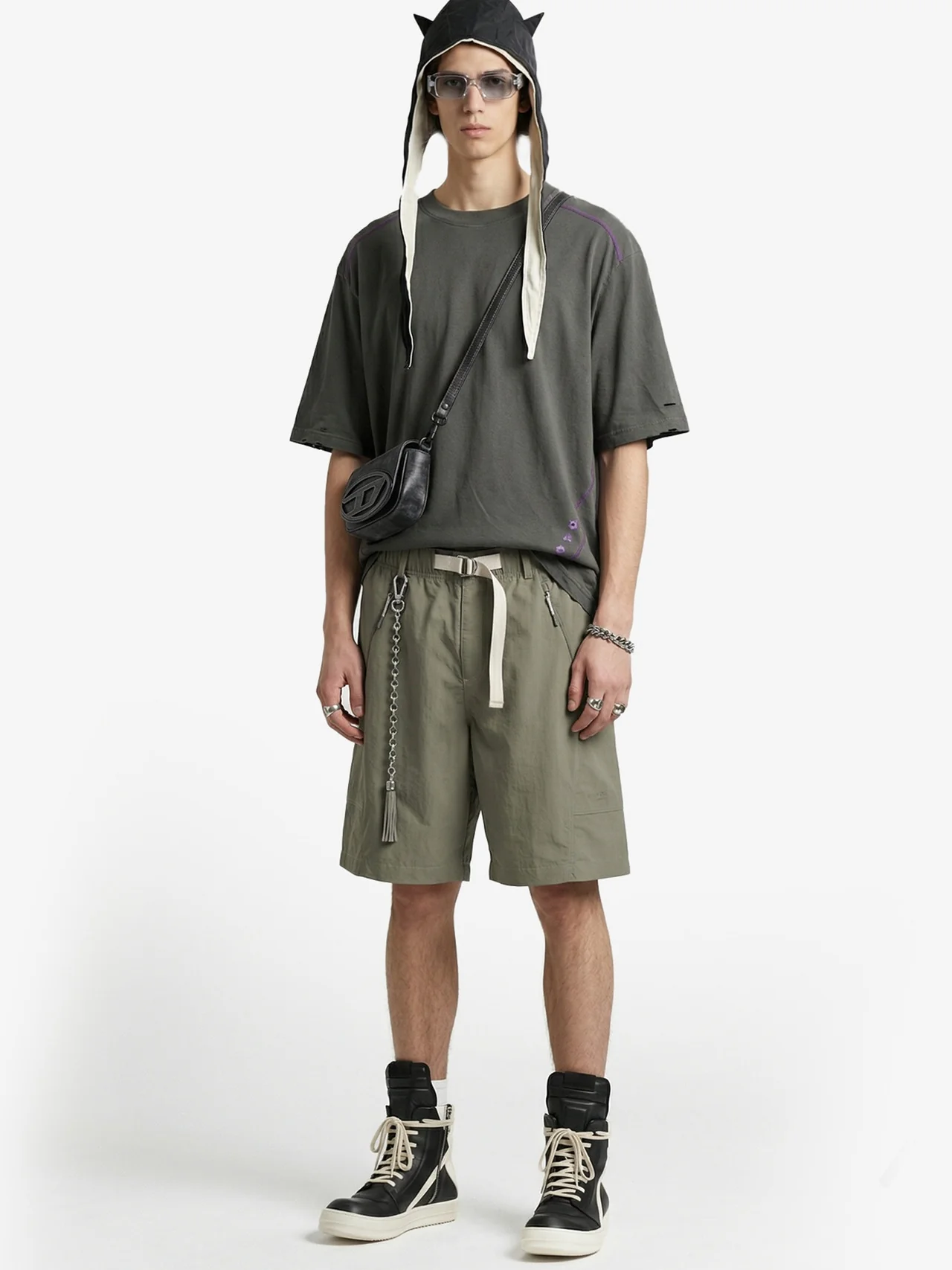 Drawstring Work Clothes Scimitar Shorts - Image 12