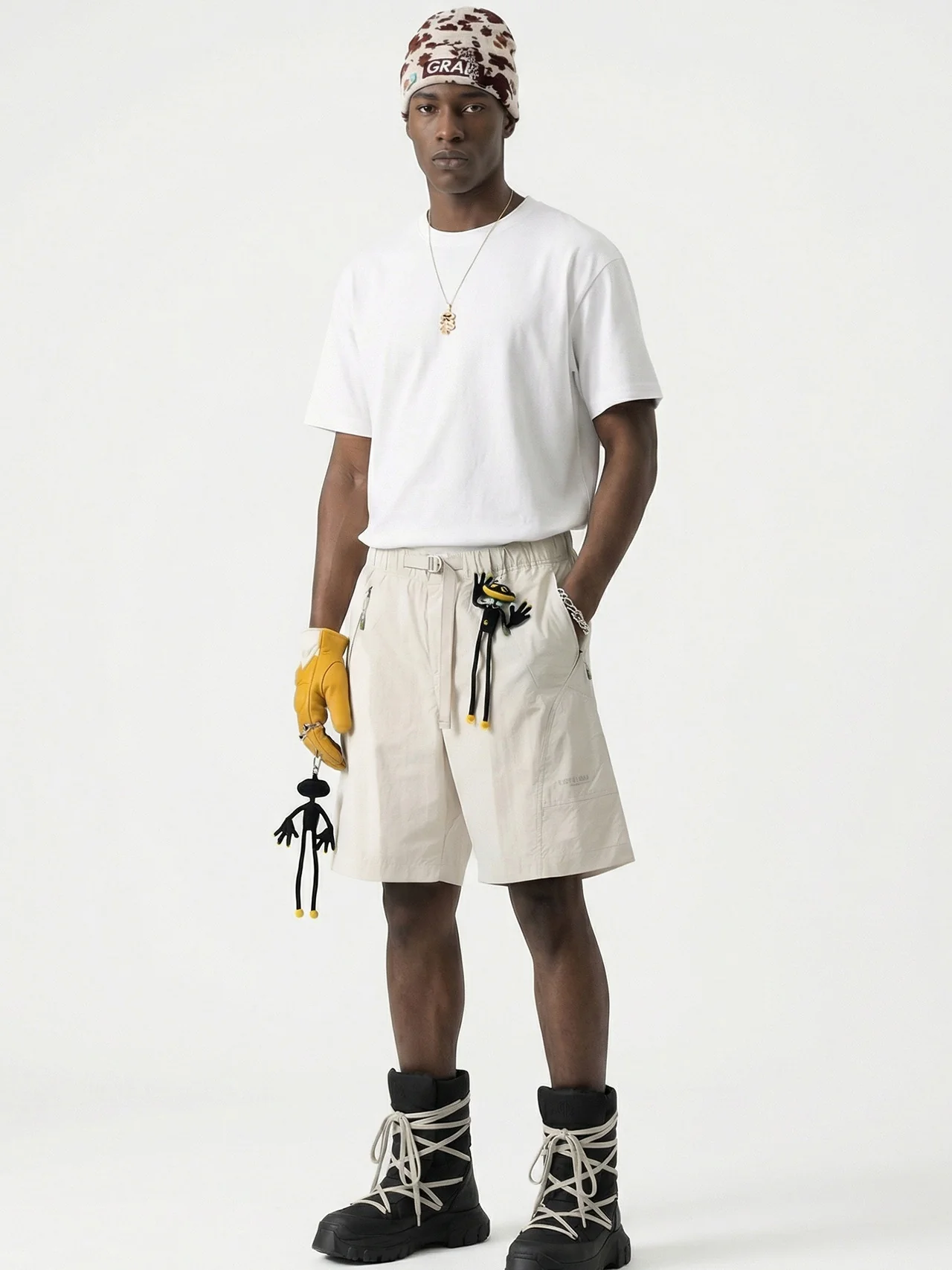 Drawstring Work Clothes Scimitar Shorts - Image 2