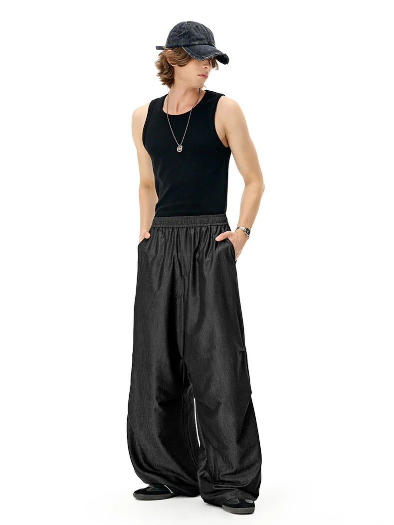 Faux Denim Quick-drying Cooling Sensation Wide Leg Pants - Image 2