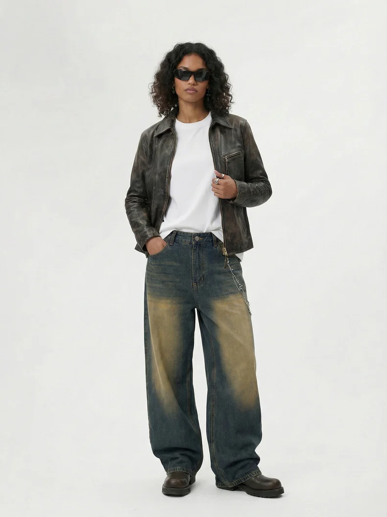 Retro Distressed Diamond Chain Jeans - Image 3