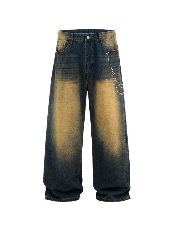 Retro Distressed Diamond Chain Jeans - Image 8