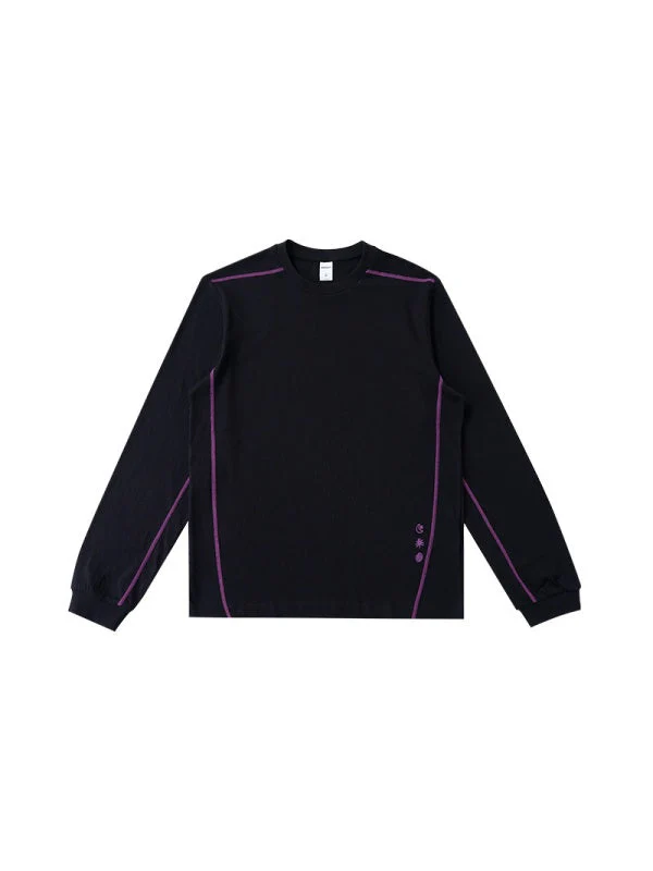 Cotton And Linen Color-blocked Outdoor Long Sleeves T-shirts - Image 4