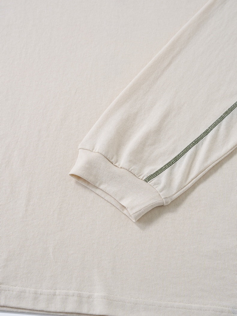 Cotton And Linen Color-blocked Outdoor Long Sleeves T-shirts - Image 7