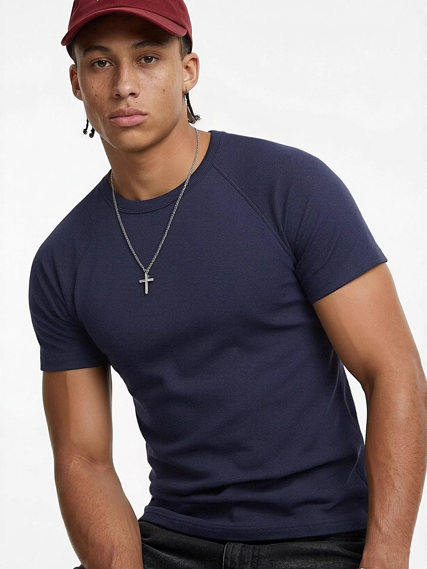 Stretch Tight Fit Navy Slim-fit T-shirts - Image 4
