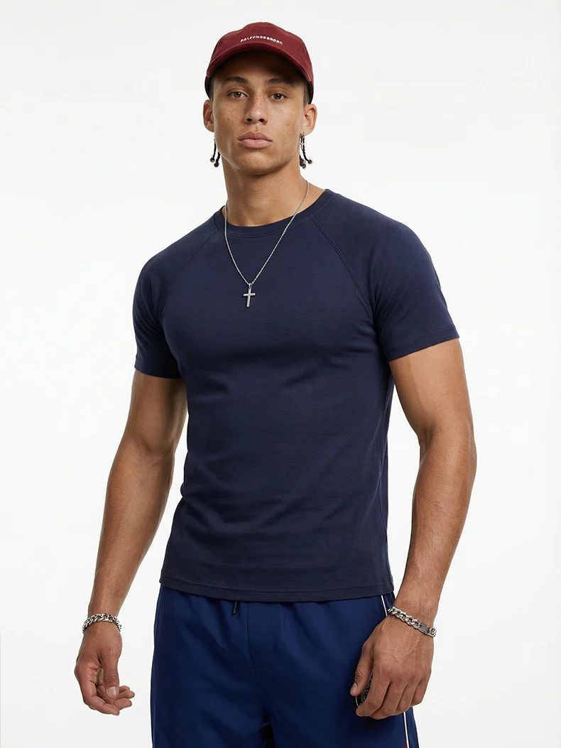 Stretch Tight Fit Navy Slim-fit T-shirts - Image 6