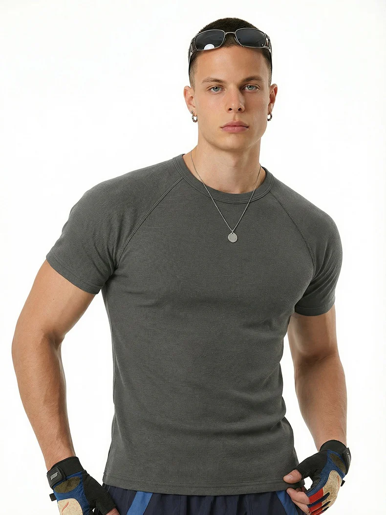 Stretch Tight Fit Navy Slim-fit T-shirts - Image 8