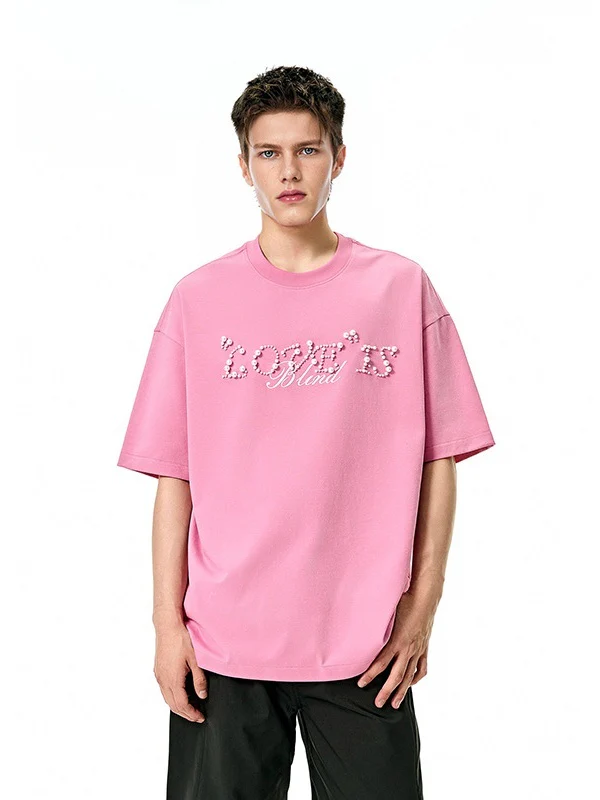 Letter Beading Loose-fit T-shirts