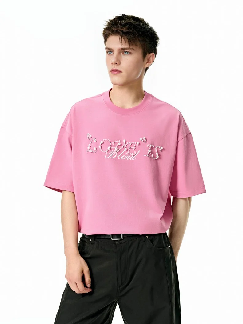 Letter Beading Loose-fit T-shirts - Image 3