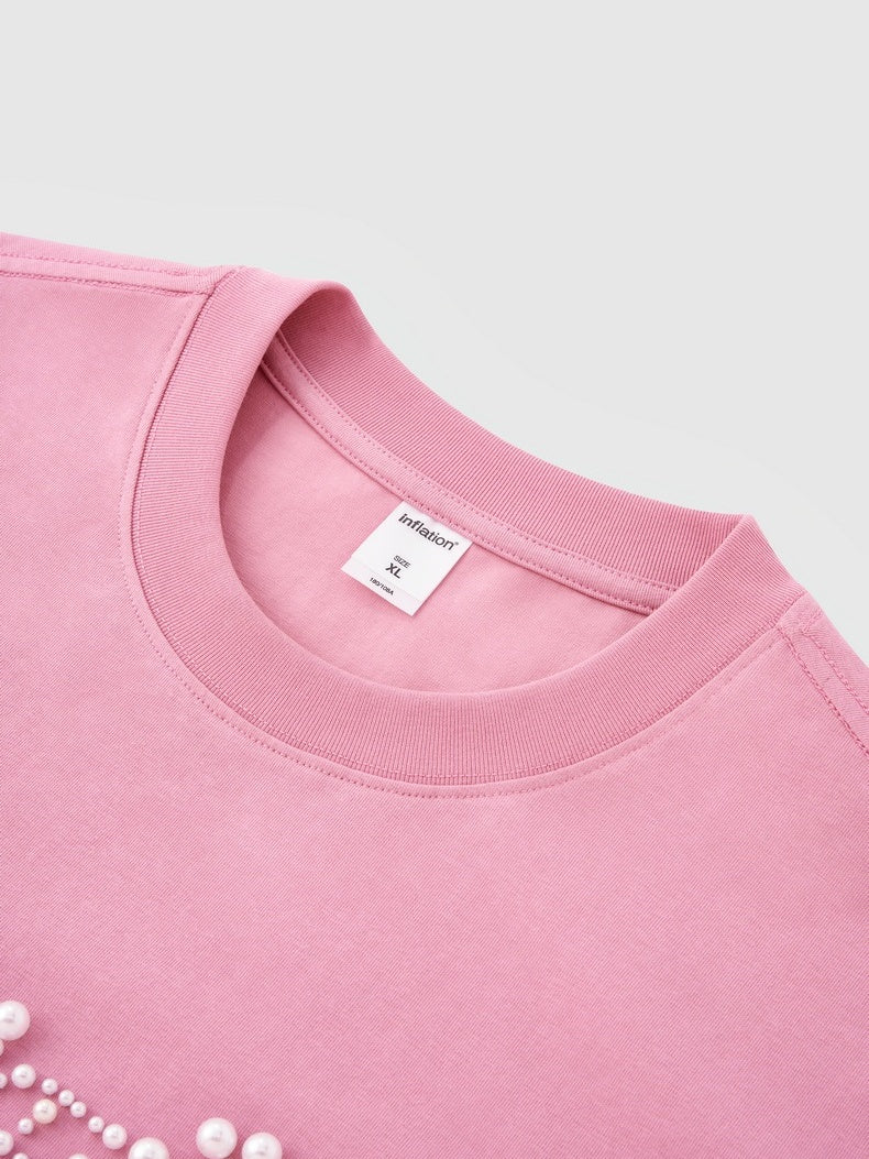 Letter Beading Loose-fit T-shirts - Image 4