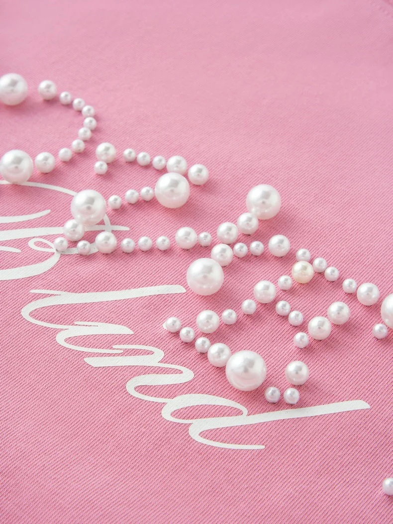 Letter Beading Loose-fit T-shirts - Image 5