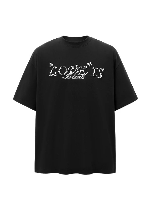Letter Beading Loose-fit T-shirts - Image 9