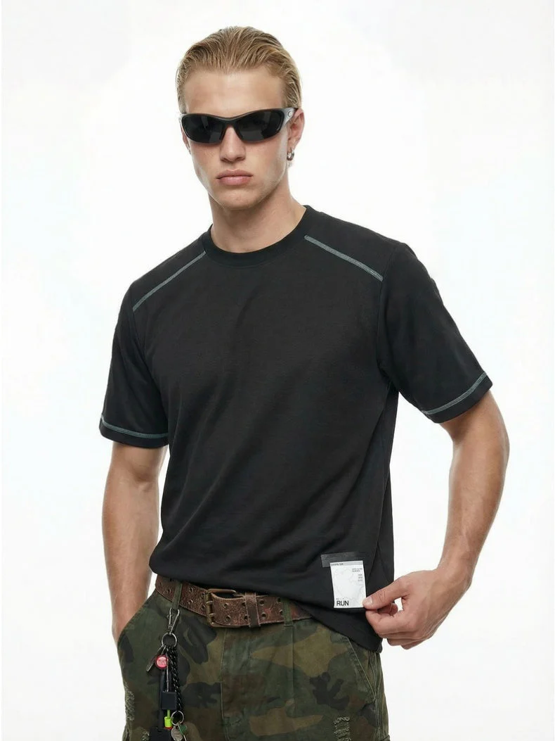 Color-blocked Sports Loose-fit Short Sleeves - Image 2