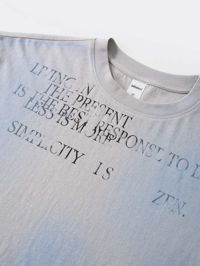 Cotton And Linen Printed Color-blocked Letter T-shirts - Image 3