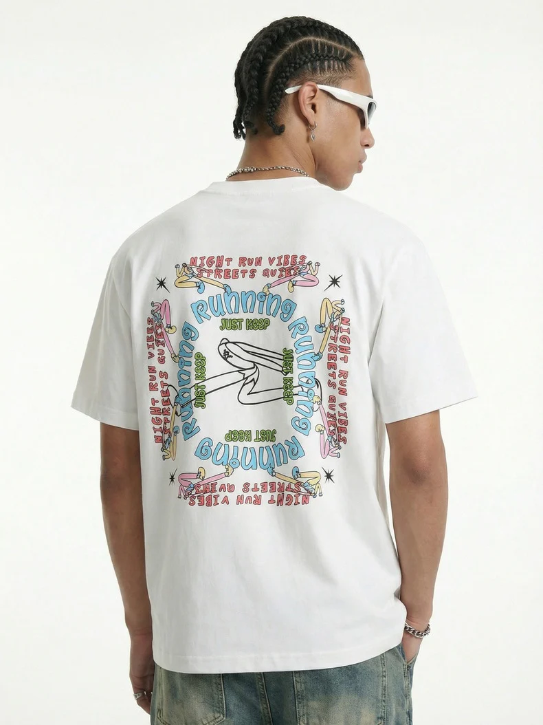 Suede Imitation Embroidery Printed Color-blocked T-shirts - Image 4