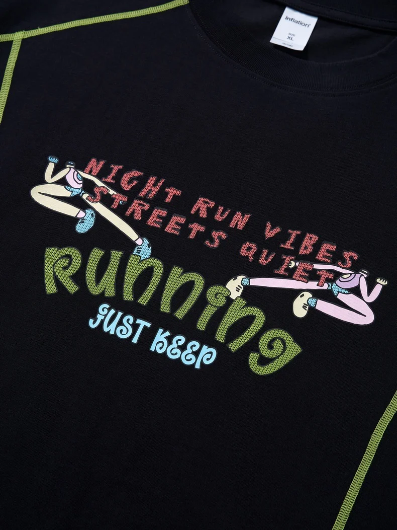 Suede Imitation Embroidery Printed Color-blocked T-shirts - Image 9