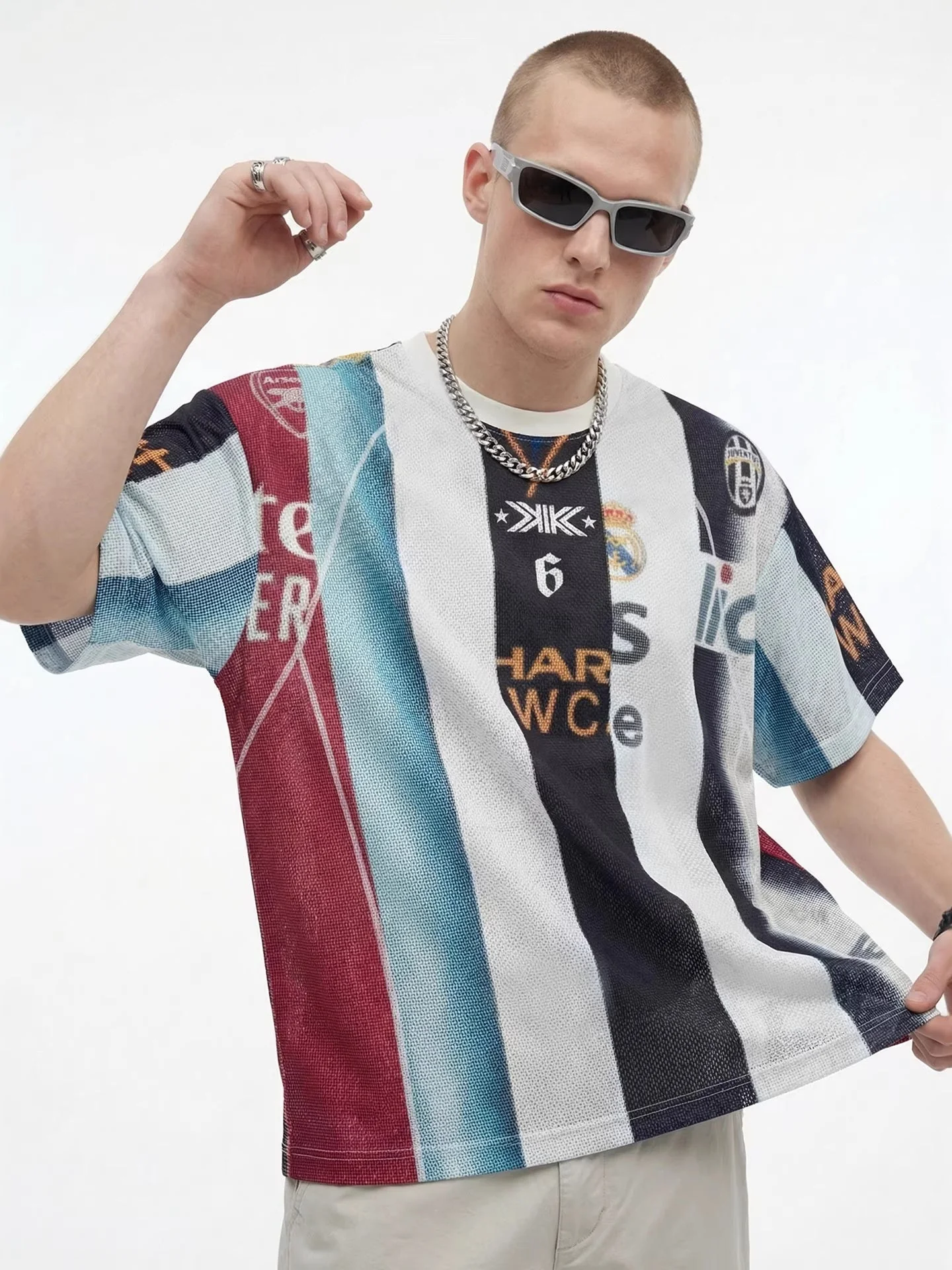 Patchwork Jersey Retro T-shirts - Image 3
