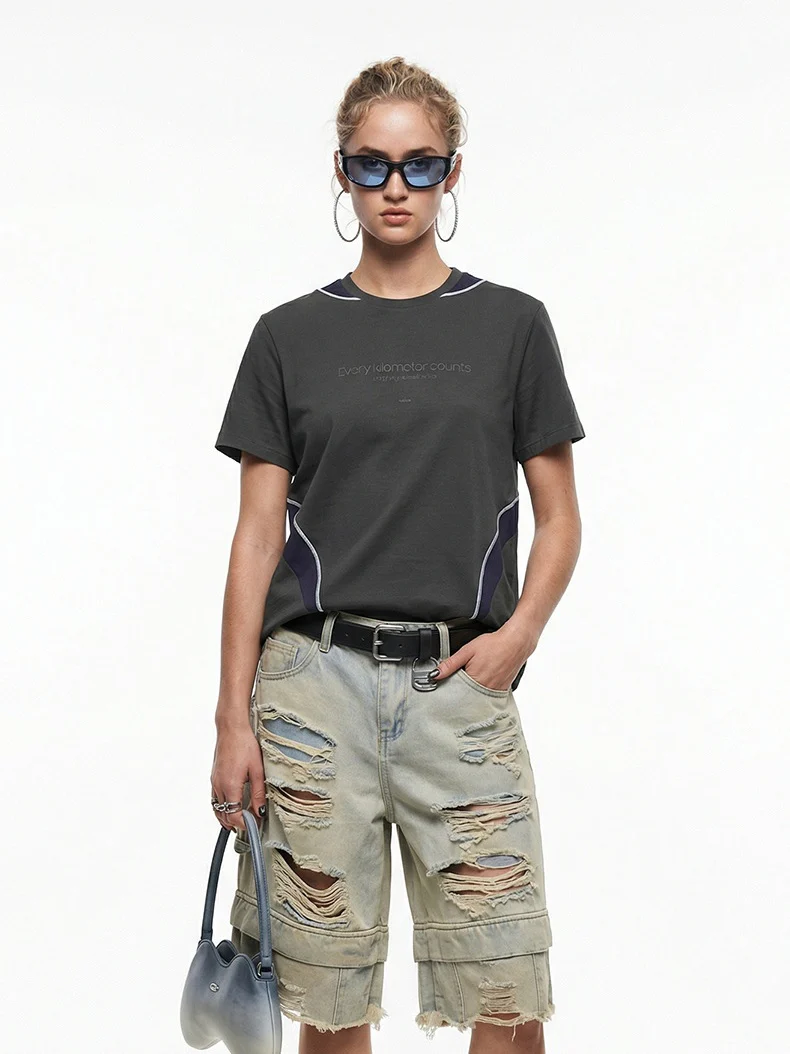 Color-blocked Patchwork Quick-drying T-shirts - Image 7