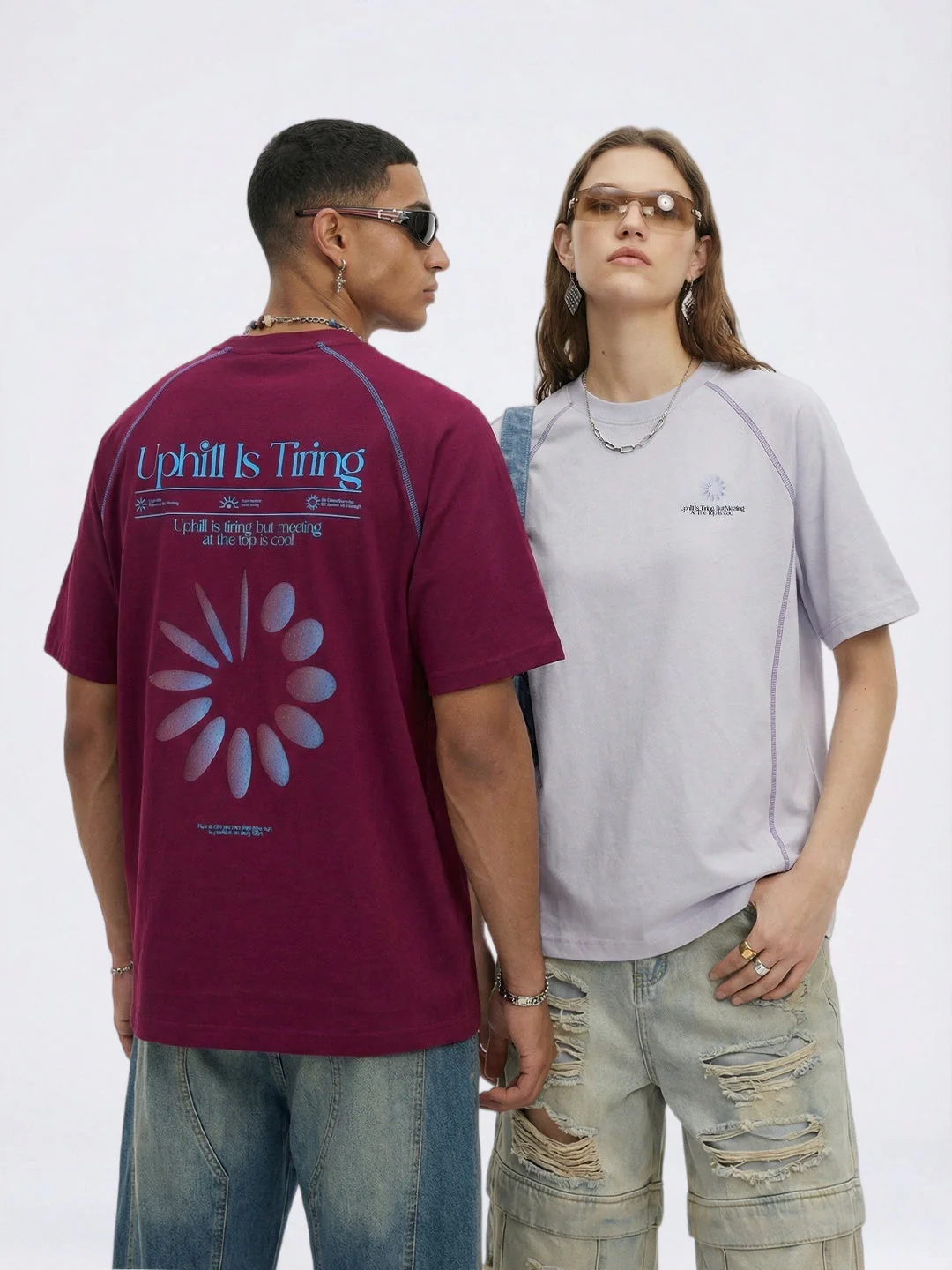 Color-blocked Sports Water Droplet Print T-shirts