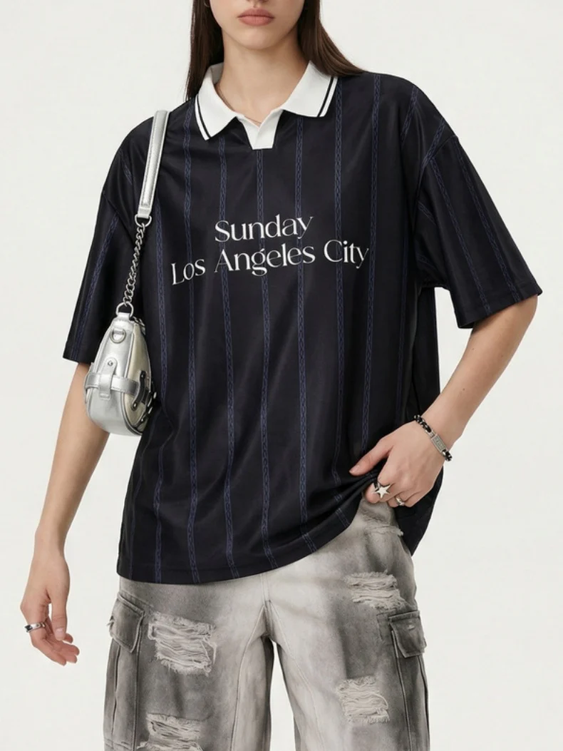 Retro Stripes Color-blocked Polo Shirt - Image 3