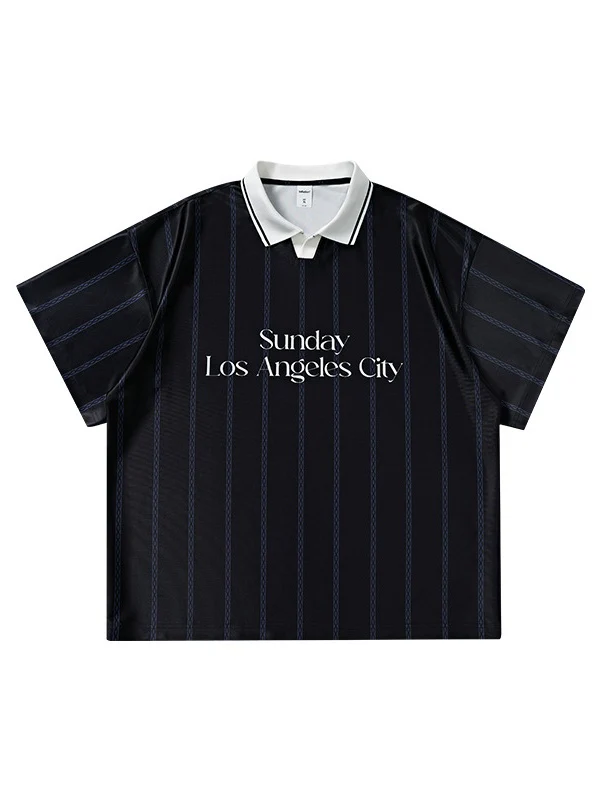 Retro Stripes Color-blocked Polo Shirt - Image 4