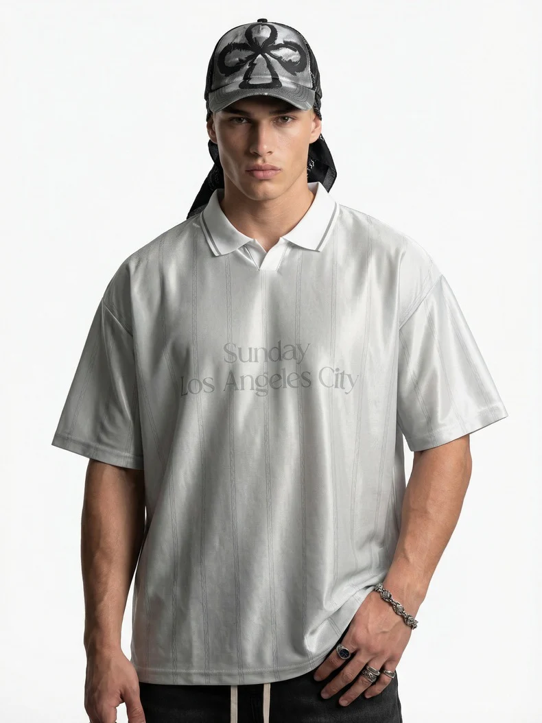 Retro Stripes Color-blocked Polo Shirt - Image 7