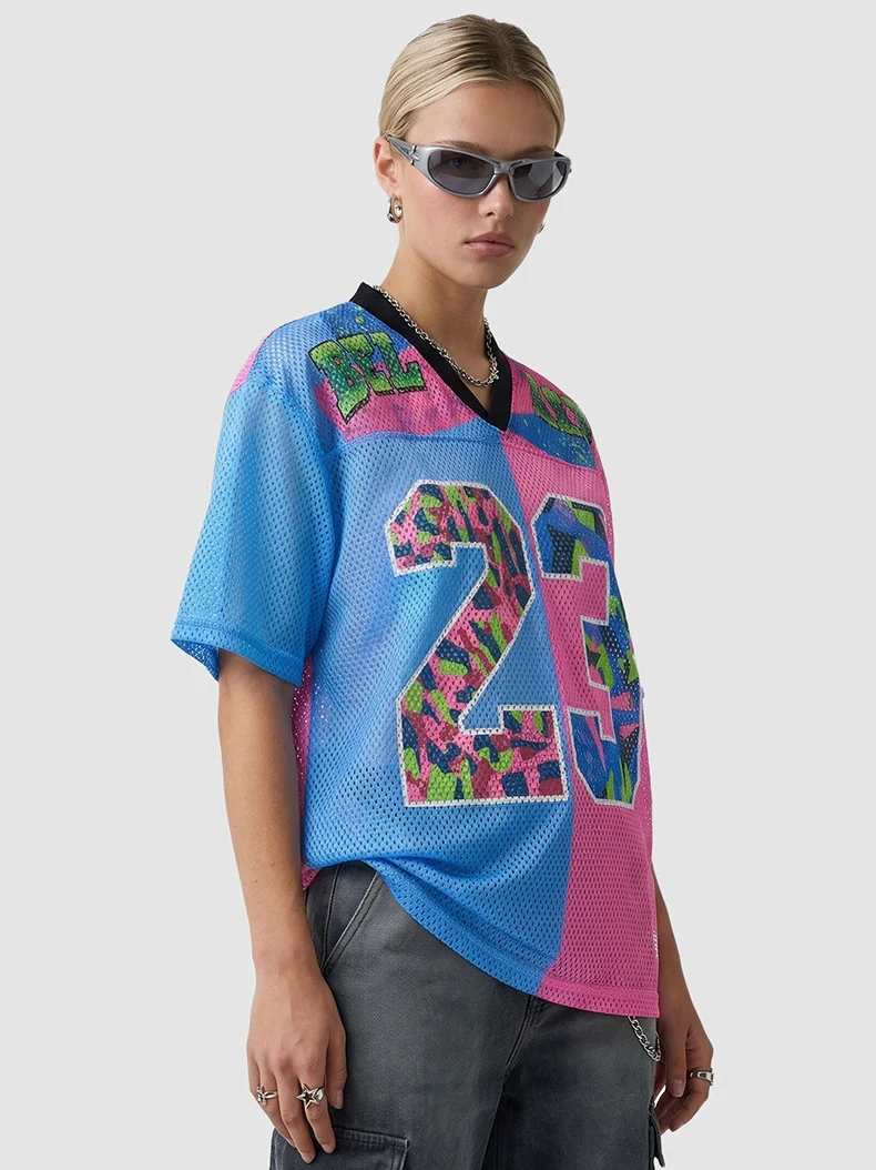 Color-blocked Net Hole Baseball Breathable T-shirts - Image 2