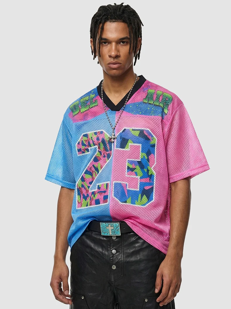 Color-blocked Net Hole Baseball Breathable T-shirts - Image 4