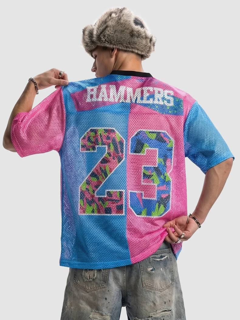 Color-blocked Net Hole Baseball Breathable T-shirts - Image 6