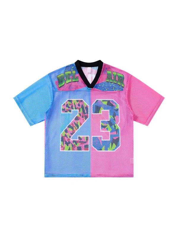 Color-blocked Net Hole Baseball Breathable T-shirts - Image 8
