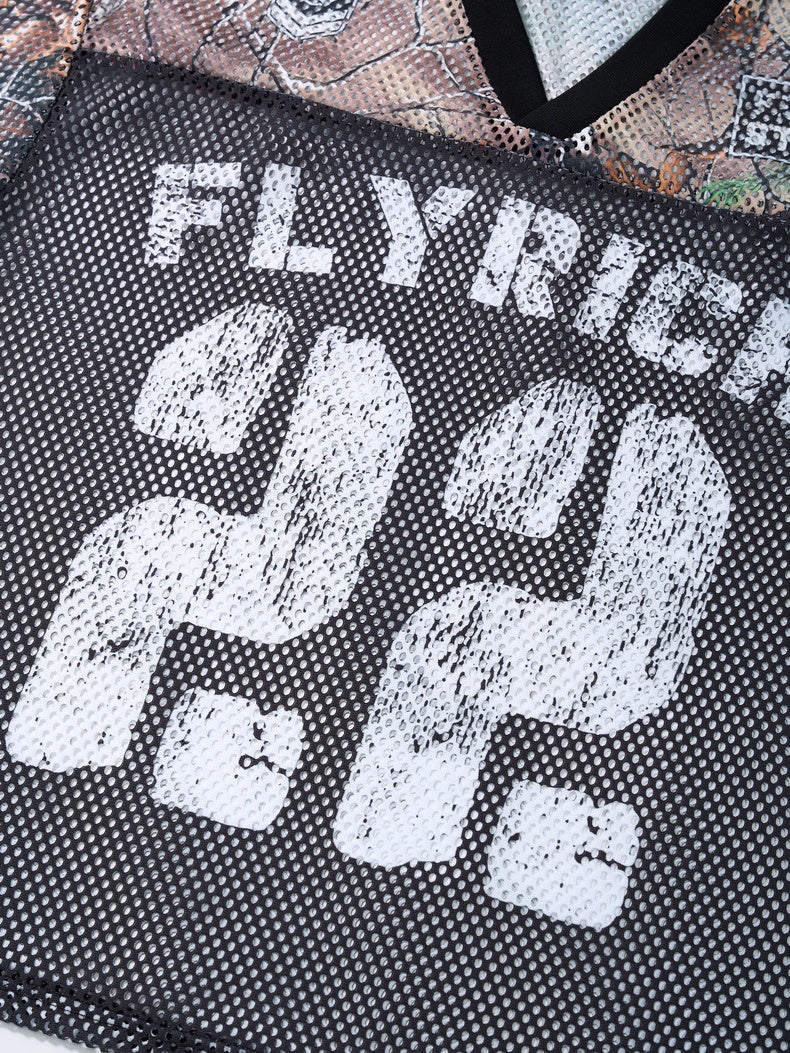 Camouflage Patchwork Baseball Hollow Out Breathable T-shirts - Image 6