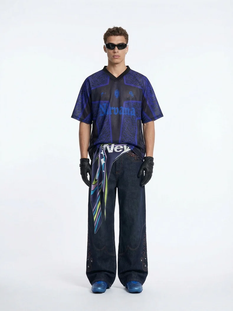 Printed Hollow Out Jersey T-shirts - Image 2