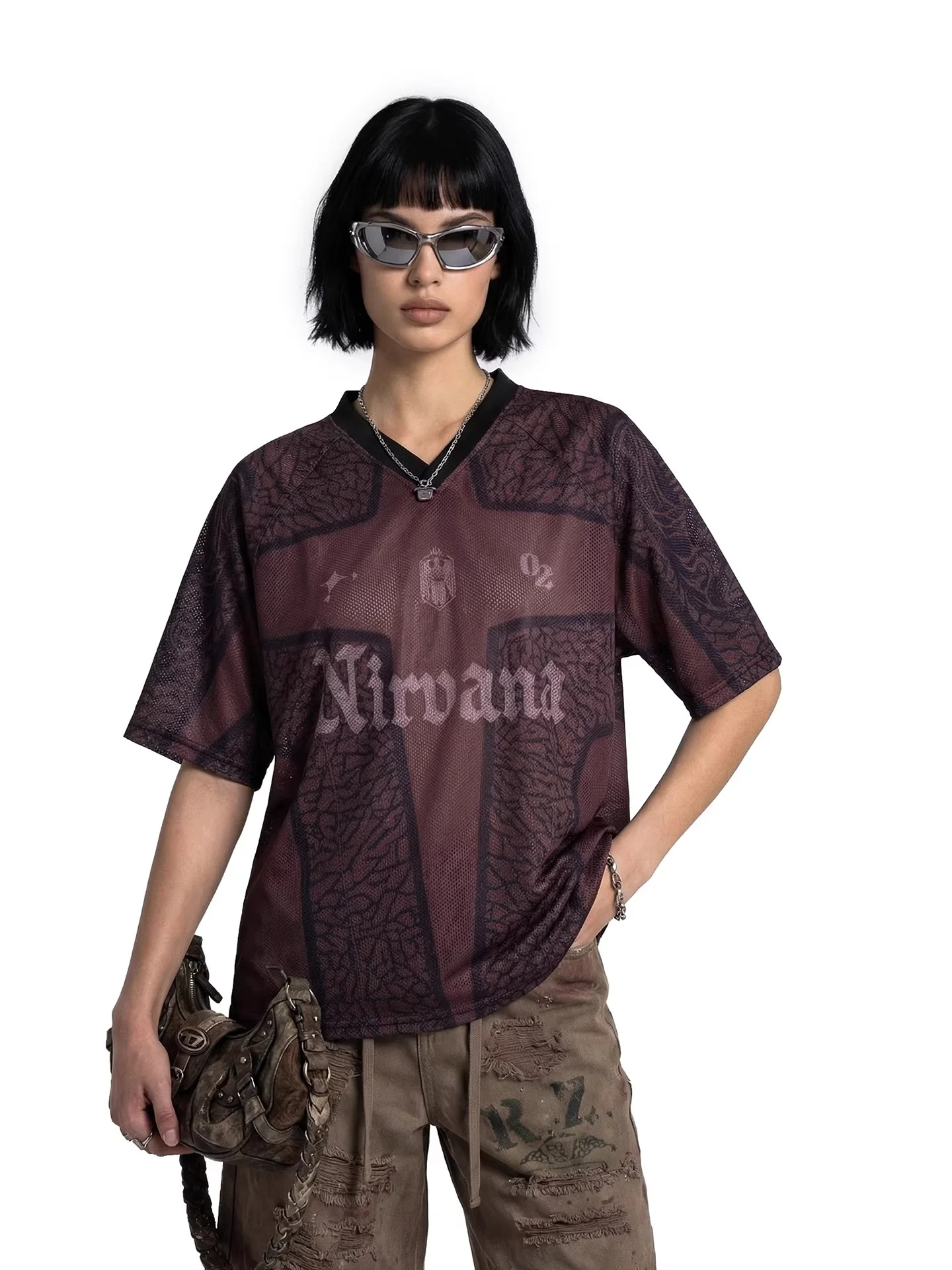 Printed Hollow Out Jersey T-shirts - Image 5