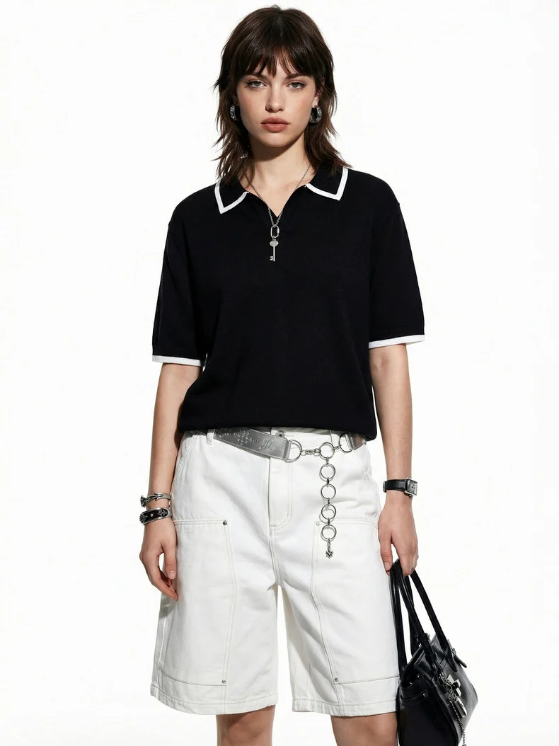 Old Money Style Color-blocked Leisure Polo Shirts - Image 11