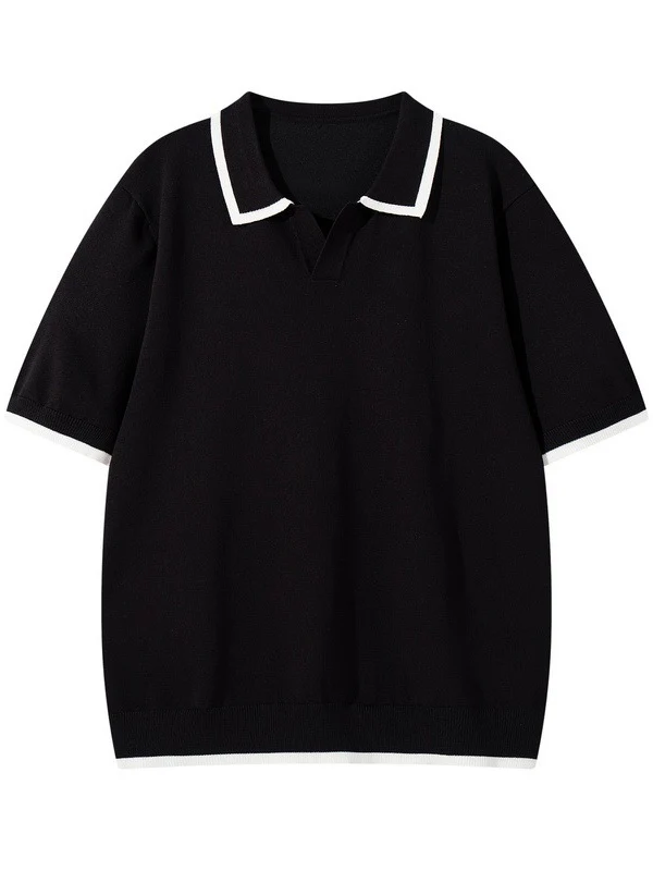 Old Money Style Color-blocked Leisure Polo Shirts - Image 13