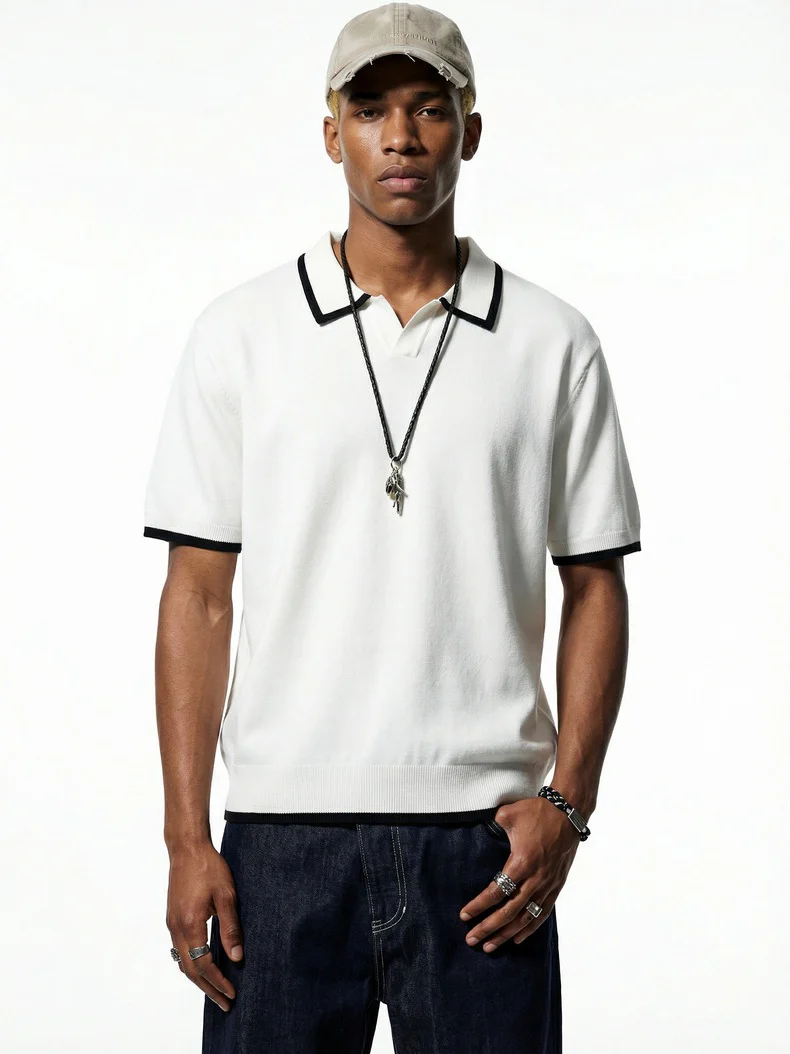 Old Money Style Color-blocked Leisure Polo Shirts - Image 3
