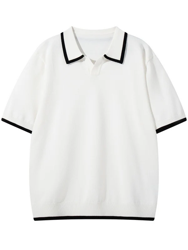 Old Money Style Color-blocked Leisure Polo Shirts - Image 4