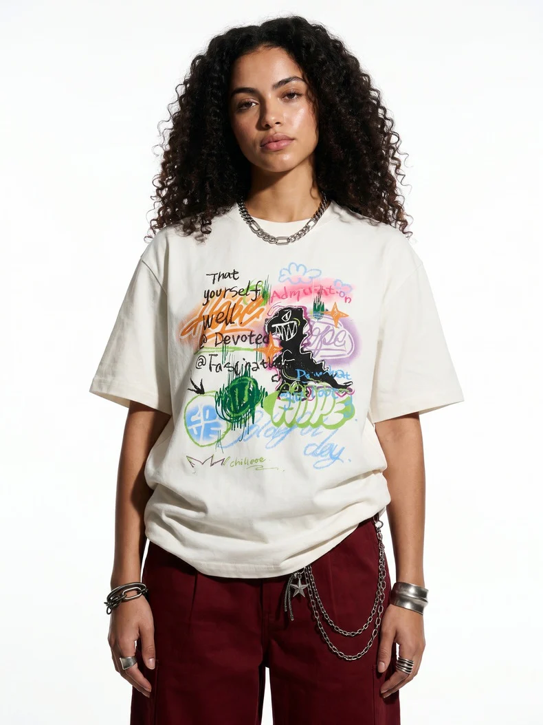 Graffiti Printed Loose-fit T-shirts - Image 6