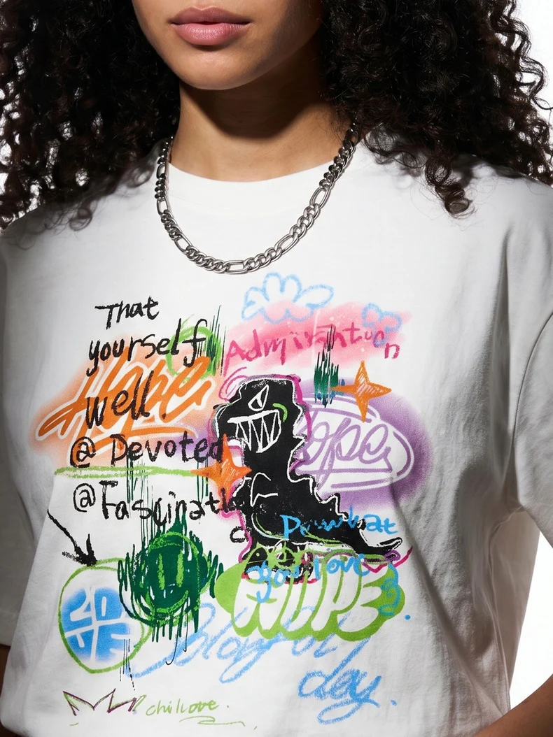 Graffiti Printed Loose-fit T-shirts - Image 7