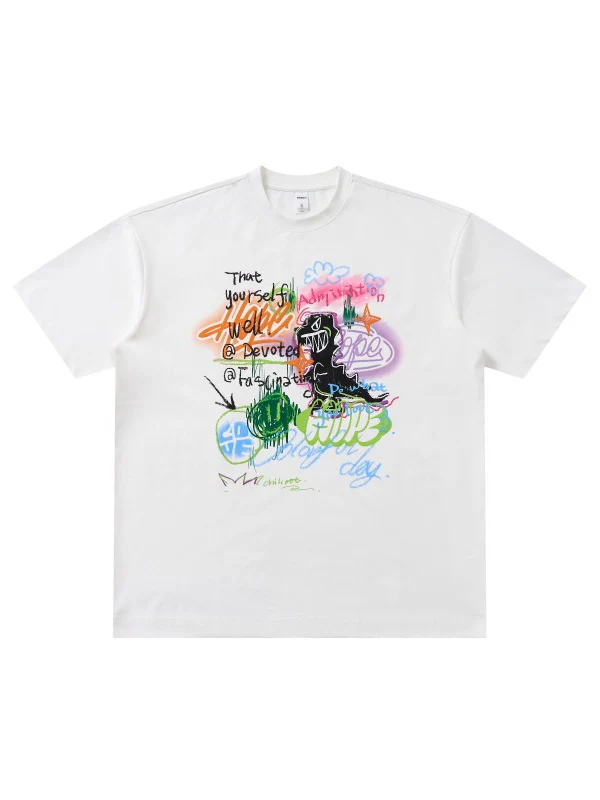 Graffiti Printed Loose-fit T-shirts - Image 8