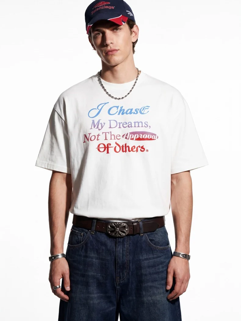 Gradient Letter Printed Oversize T-shirts - Image 2