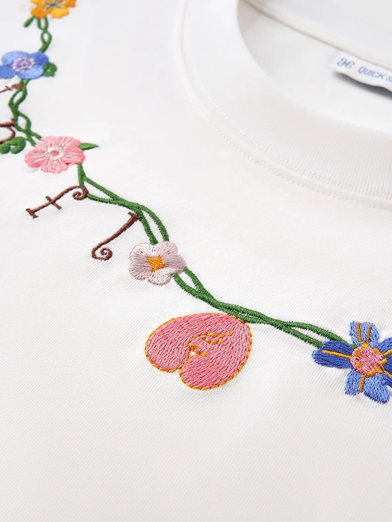 Retro Floral Embroidery T-shirts - Image 7