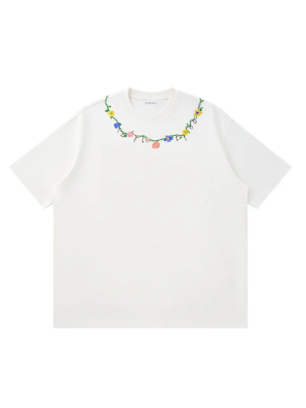 Retro Floral Embroidery T-shirts - Image 8