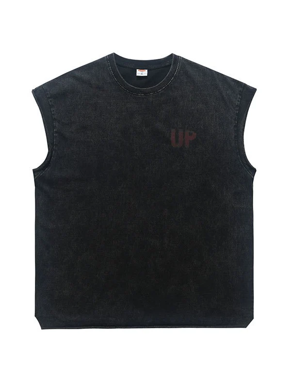 Washed Distressed Printed Tank Tops - Image 2