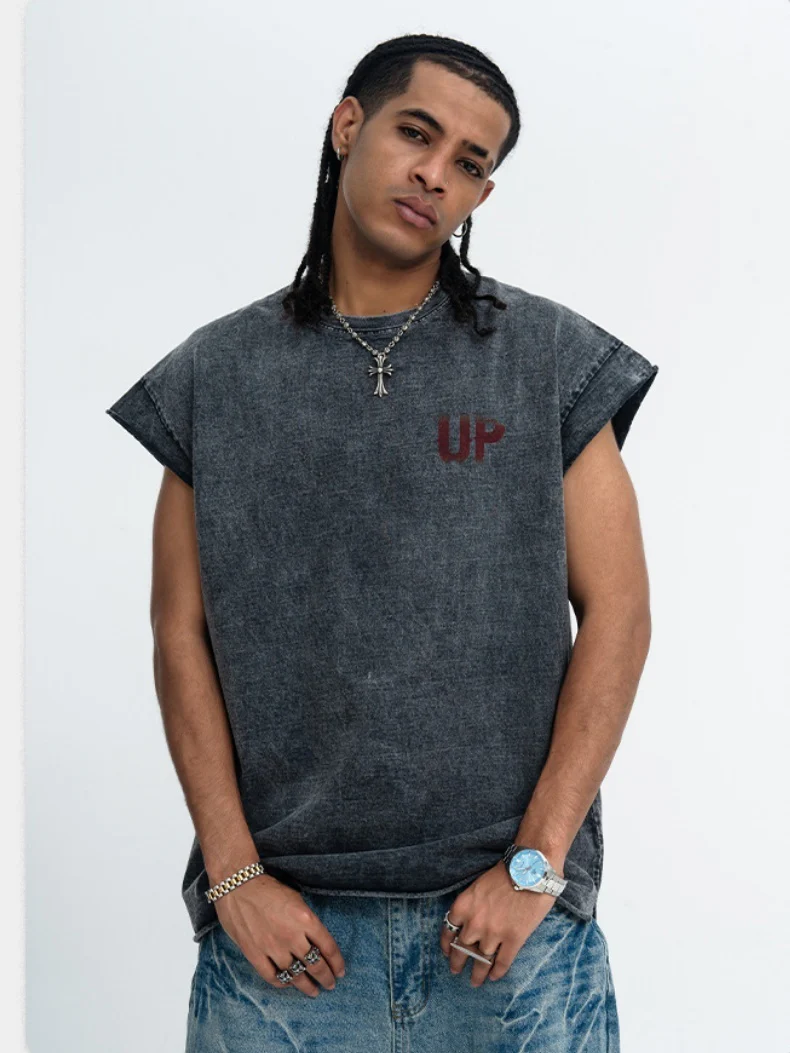 Washed Distressed Printed Tank Tops - Image 3