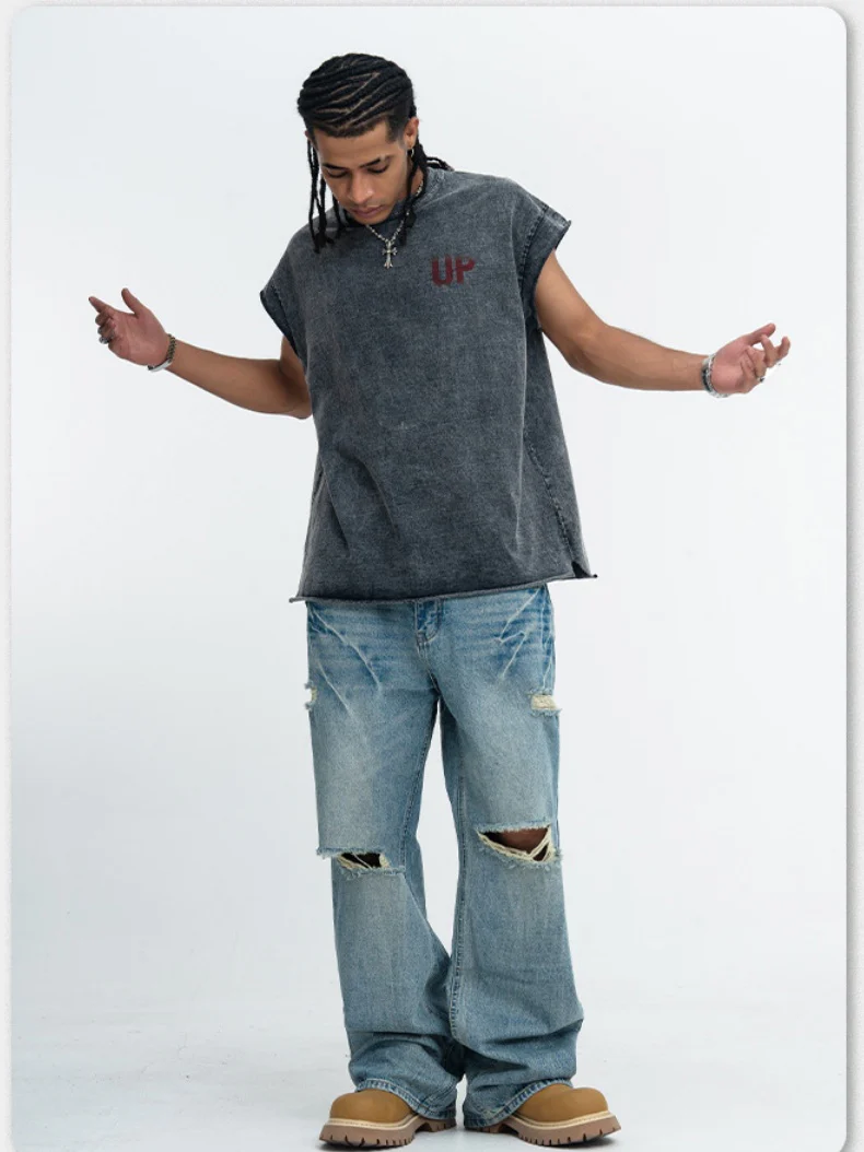 Washed Distressed Printed Tank Tops - Image 5