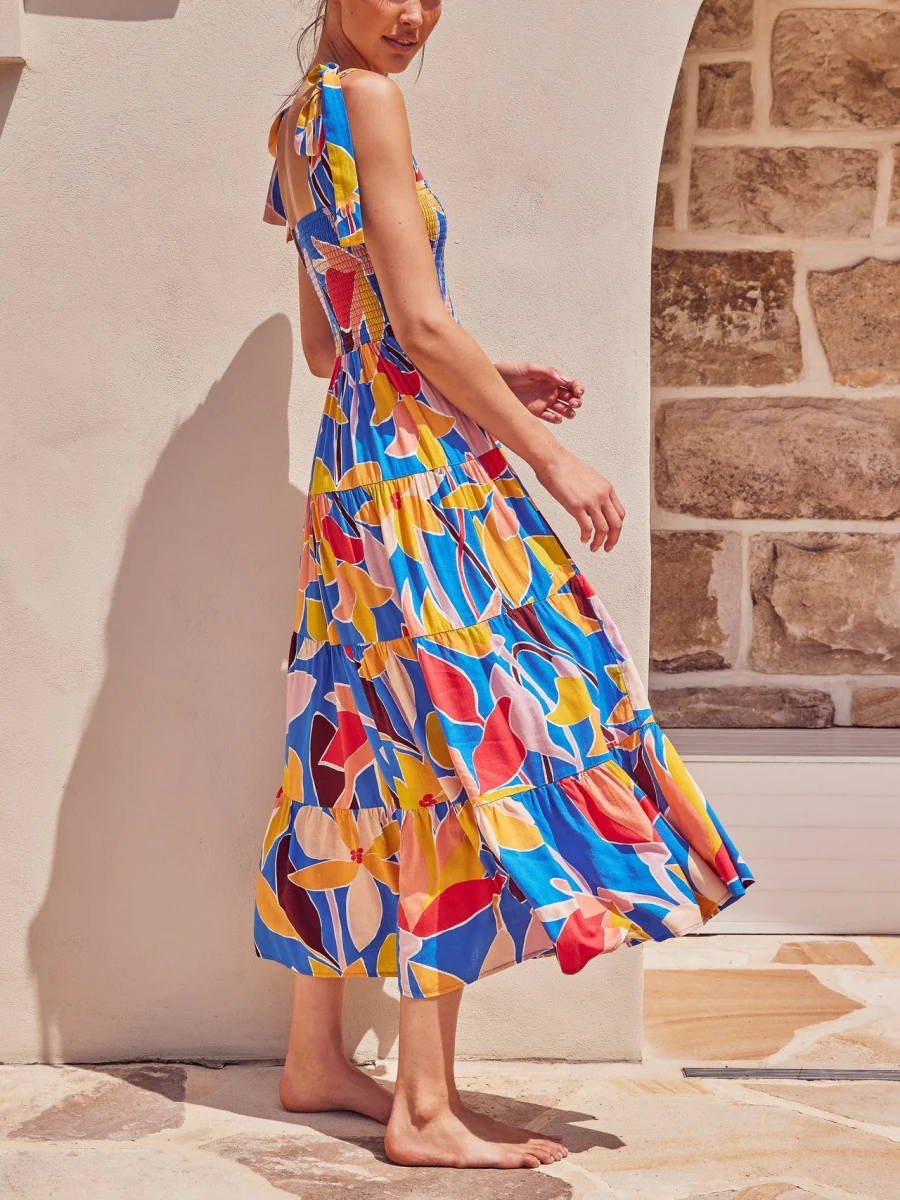 Sleeveless Flowers Printed Long Dress - Image 2