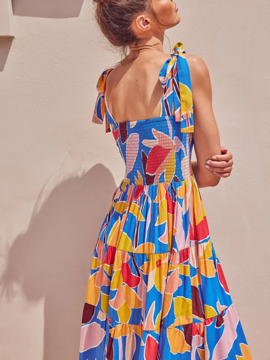 Sleeveless Flowers Printed Long Dress - Image 3
