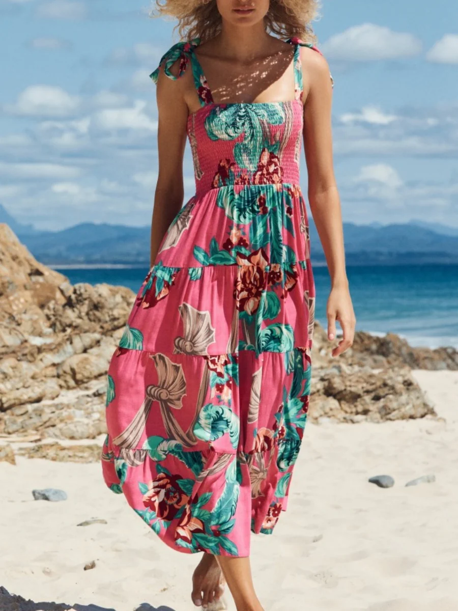 Sleeveless Flowers Printed Long Dress - Image 6
