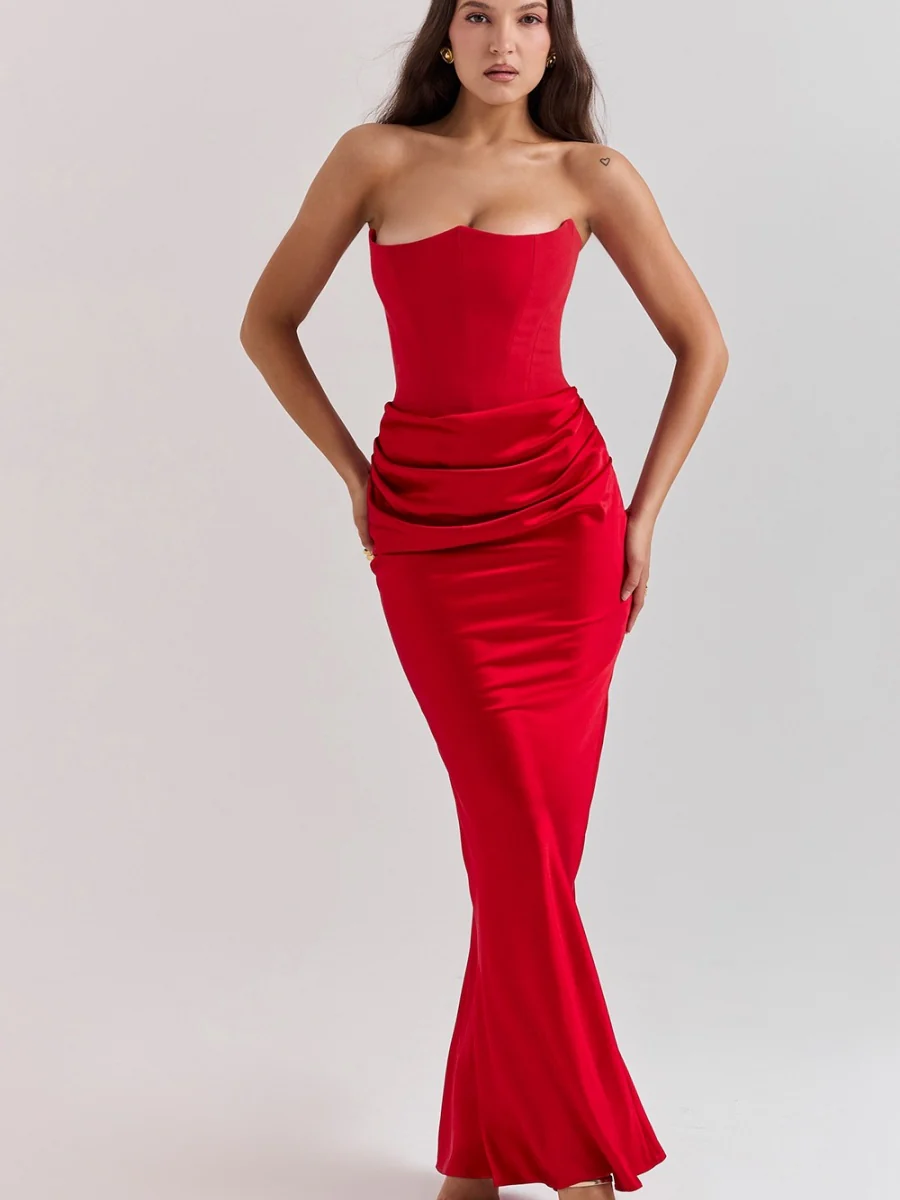 Satin Bob Bob Sexy Slim-fit Mermaid Long Dress - Image 3